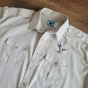 Bear Back Shirt Mens XXL Hunting Button Up USA Embroidered Bird Mallard Duck 90s